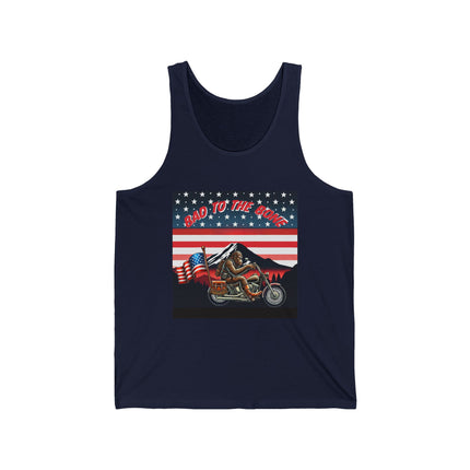 Bigfoot Riding a Motorcycle Unisex Tank