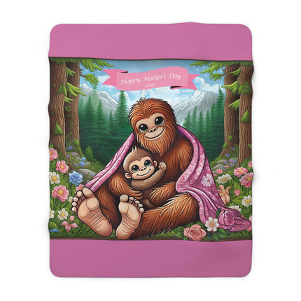 Sherpa Fleece Blanket - Mother's Day Baby Bigfoot and Mama Design