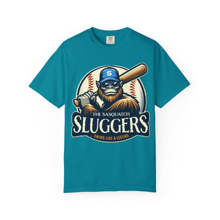 Sasquatch Sluggers T-Shirt – Bigfoot Baseball Tee for Sports Fans and Cryptid Lover