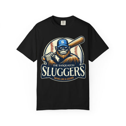 Sasquatch Sluggers T-Shirt – Bigfoot Baseball Tee for Sports Fans and Cryptid Lover