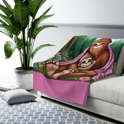 Sherpa Fleece Blanket - Mother's Day Baby Bigfoot and Mama Design