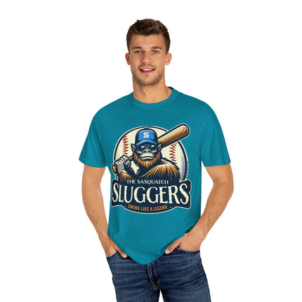 Sasquatch Sluggers T-Shirt – Bigfoot Baseball Tee for Sports Fans and Cryptid Lover