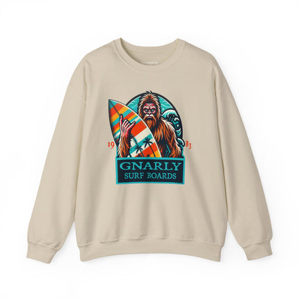 Bigfoot Surfing Sweatshirt – Quirky Outdoor Adventure Apparel for Cryptid Fans