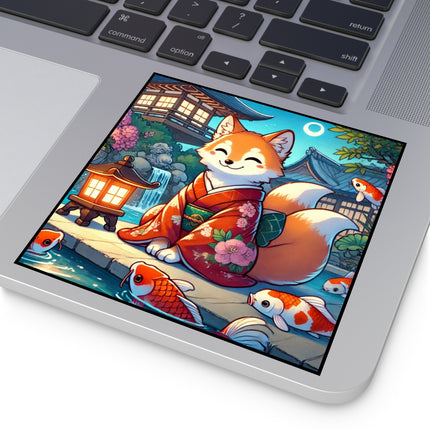 Happy Kitsune Sticker – Cute Vinyl for Laptops & Bottles
