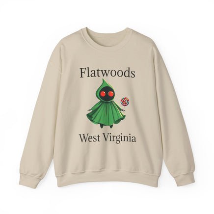 A fun sweatshirt featuring the Flatwoods Monster of West Virginia, perfect for everyday wear. comes in many colors