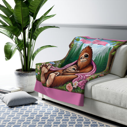 Sherpa Fleece Blanket - Mother's Day Baby Bigfoot and Mama Design