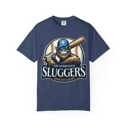 Sasquatch Sluggers T-Shirt – Bigfoot Baseball Tee for Sports Fans and Cryptid Lover