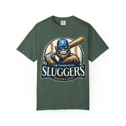 Sasquatch Sluggers T-Shirt – Bigfoot Baseball Tee for Sports Fans and Cryptid Lover
