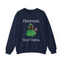 A fun sweatshirt featuring the Flatwoods Monster of West Virginia, perfect for everyday wear. comes in many colors