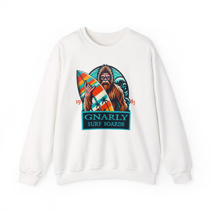 Bigfoot Surfing Sweatshirt – Quirky Outdoor Adventure Apparel for Cryptid Fans