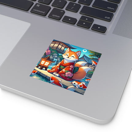 Happy Kitsune Sticker – Cute Vinyl for Laptops & Bottles