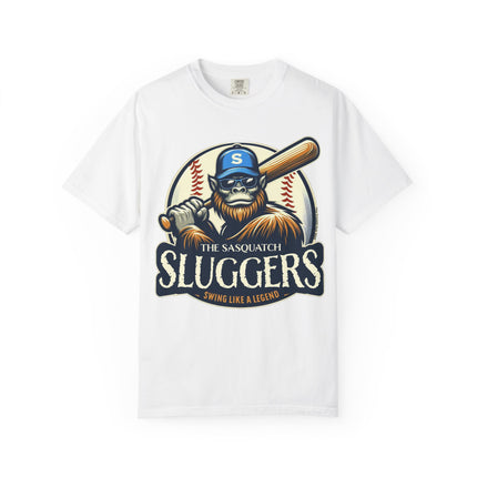 Sasquatch Sluggers T-Shirt – Bigfoot Baseball Tee for Sports Fans and Cryptid Lover