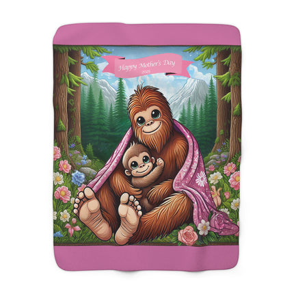 Sherpa Fleece Blanket - Mother's Day Baby Bigfoot and Mama Design