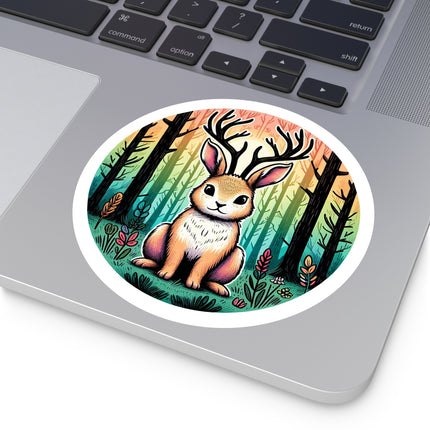 Durable vinyl sticker featuring a whimsical Jackalope design, perfect for personalizing your laptop, water bottle, or notebook.