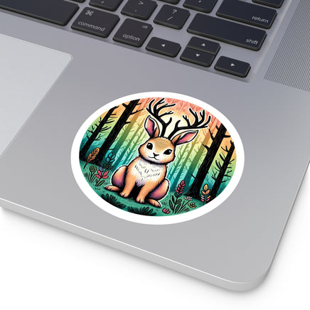 Durable vinyl sticker featuring a whimsical Jackalope design, perfect for personalizing your laptop, water bottle, or notebook.