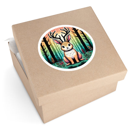 Durable vinyl sticker featuring a whimsical Jackalope design, perfect for personalizing your laptop, water bottle, or notebook.