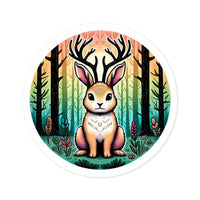 Durable vinyl sticker featuring a whimsical Jackalope design, perfect for personalizing your laptop, water bottle, or notebook.