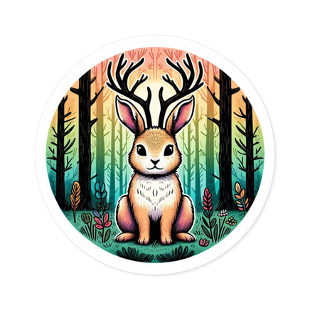 Durable vinyl sticker featuring a whimsical Jackalope design, perfect for personalizing your laptop, water bottle, or notebook.