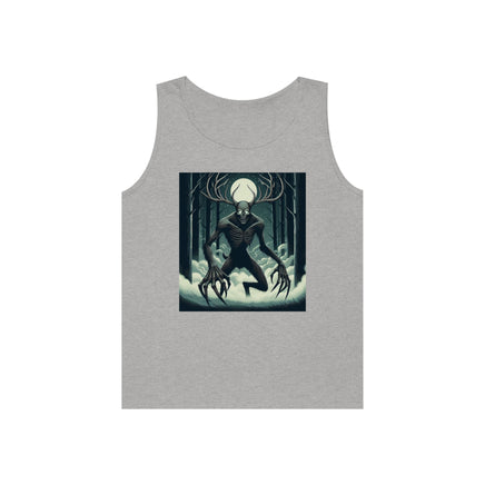 Lightweight tank featuring a striking Wendigo graphic, perfect for warm weather and fans of cryptid folklore.