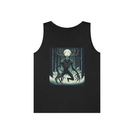 Lightweight tank featuring a striking Wendigo graphic, perfect for warm weather and fans of cryptid folklore.