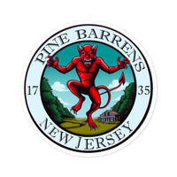 Vinyl sticker featuring a graphic inspired by the mysterious Pine Barrens.