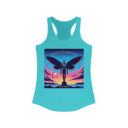 Stylish tank top featuring a graphic inspired by the legendary Mothman of Point Pleasant, perfect for casual wear and cryptid enthusiasts.