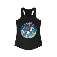 Stylish tank top featuring a vibrant Bigfoot graphic with pride elements, perfect for celebrating love for cryptids and individuality.