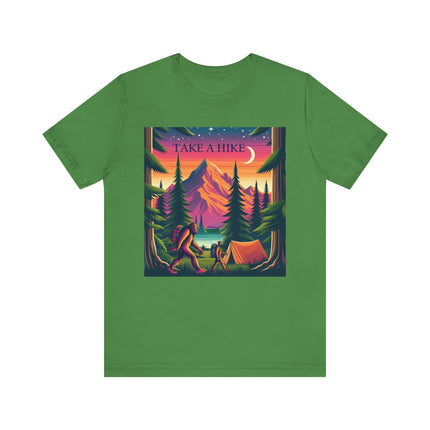 Soft, durable cotton shirt featuring a bold 'Take a Hike' graphic, perfect for outdoor enthusiasts and casual wear.