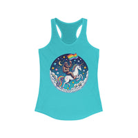 Stylish tank top featuring a vibrant Bigfoot graphic with pride elements, perfect for celebrating love for cryptids and individuality.