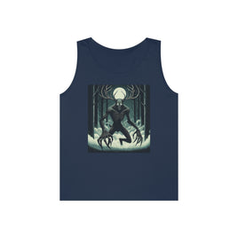 Lightweight tank featuring a striking Wendigo graphic, perfect for warm weather and fans of cryptid folklore.