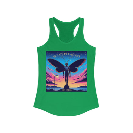 Stylish tank top featuring a graphic inspired by the legendary Mothman of Point Pleasant, perfect for casual wear and cryptid enthusiasts.