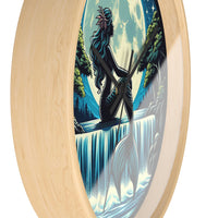 Enchanting wall clock featuring a beautiful mermaid design by a waterfall, perfect for adding a touch of whimsy and charm to your home decor