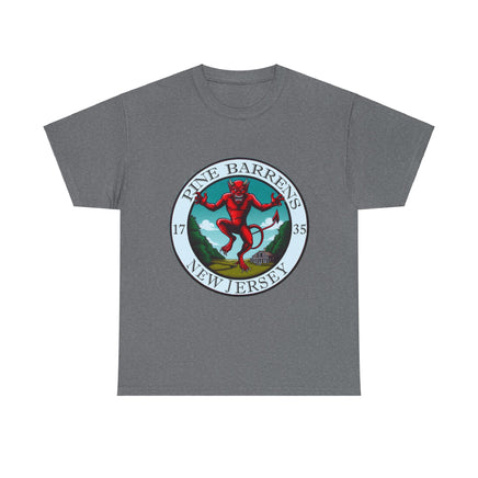 Soft cotton tee featuring a bold Pine Barrens graphic, ideal for nature lovers and folklore fans.