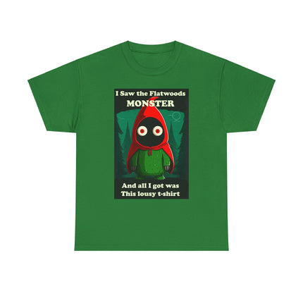 Comfortable cotton tee featuring a bold graphic of the legendary Flatwoods Monster, perfect for cryptid enthusiasts and casual wear