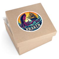 Durable vinyl sticker featuring a detailed Kraken design, perfect for laptops, water bottles, and fans of sea monsters.