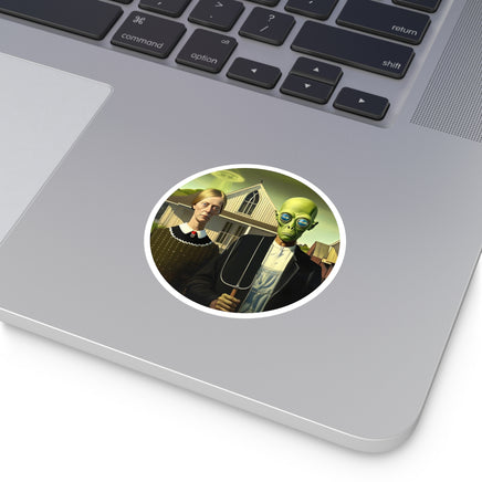 Durable vinyl sticker showcasing a striking Alien Gothic design, perfect for personalizing laptops, water bottles, and more