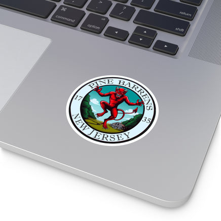 Vinyl sticker featuring a graphic inspired by the mysterious Pine Barrens.