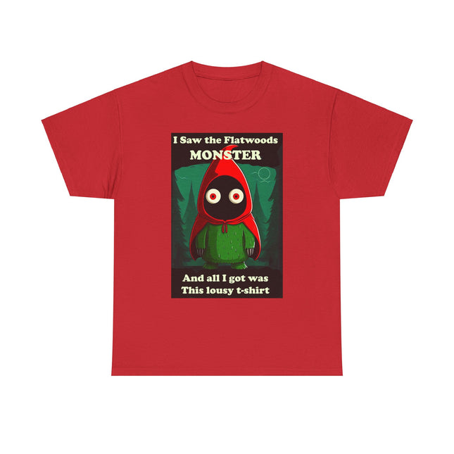 Comfortable cotton tee featuring a bold graphic of the legendary Flatwoods Monster, perfect for cryptid enthusiasts and casual wear