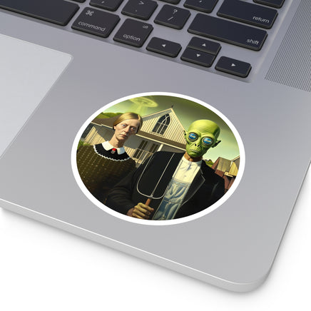 Durable vinyl sticker showcasing a striking Alien Gothic design, perfect for personalizing laptops, water bottles, and more