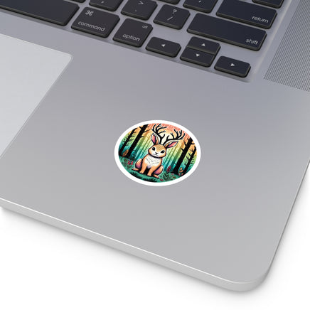 Durable vinyl sticker featuring a whimsical Jackalope design, perfect for personalizing your laptop, water bottle, or notebook.